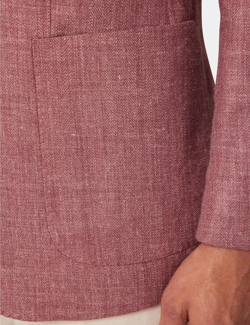 Brick Herringbone Linen-Silk Blend Blazer - 1913 Collection thumbnail 5