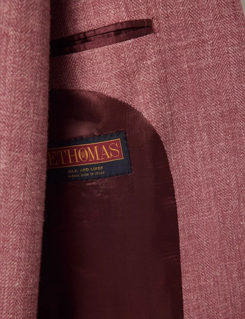 Brick Herringbone Linen-Silk Blend Blazer - 1913 Collection thumbnail 6