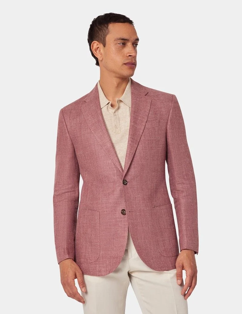 Brick Herringbone Linen-Silk Blend Blazer - 1913 Collection thumbnail 7