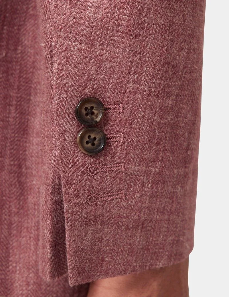 Brick Herringbone Linen-Silk Blend Blazer - 1913 Collection thumbnail 10