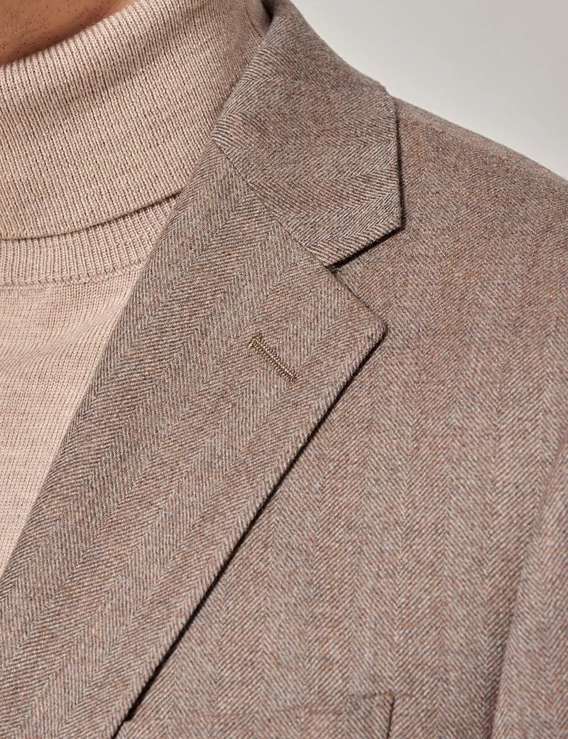 Brown Herringbone Wool Blazer thumbnail 3