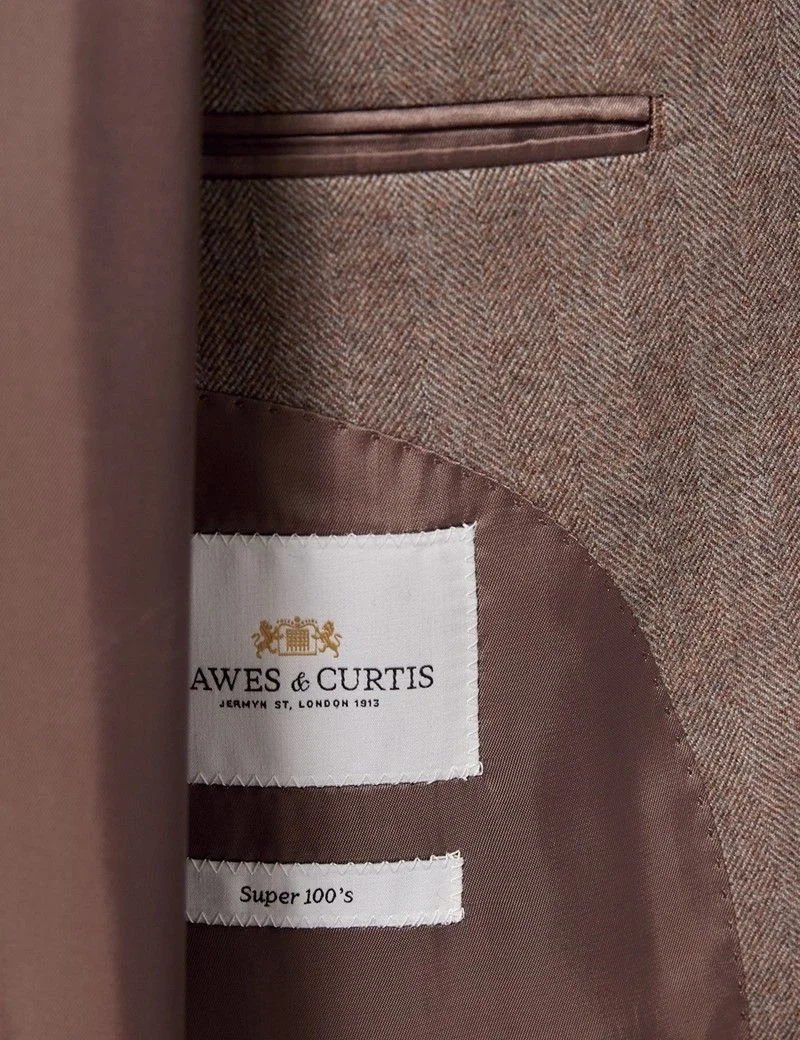 Brown Herringbone Wool Blazer thumbnail 5