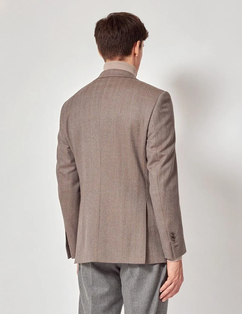 Brown Herringbone Wool Blazer thumbnail 6
