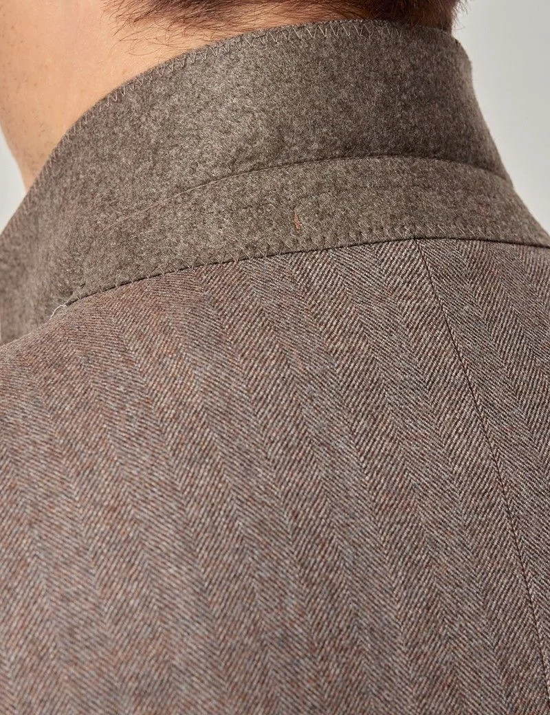 Brown Herringbone Wool Blazer thumbnail 7