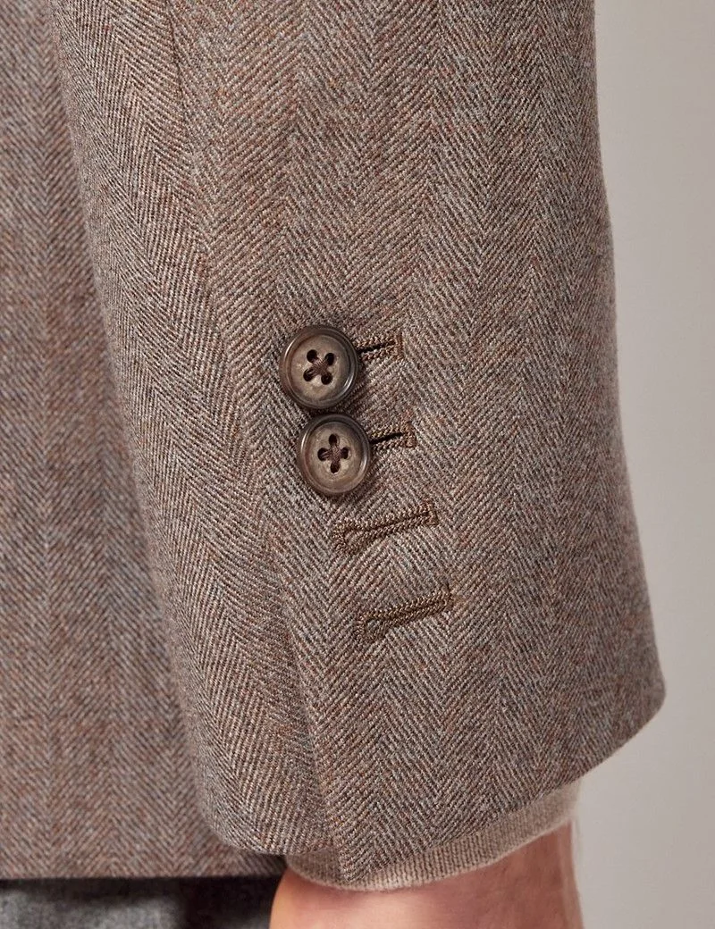 Brown Herringbone Wool Blazer thumbnail 8