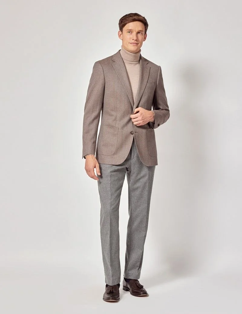 Brown Herringbone Wool Blazer thumbnail 9