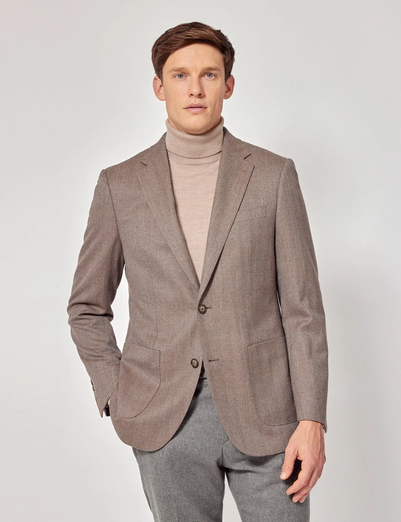 Brown Herringbone Wool Blazer primary image