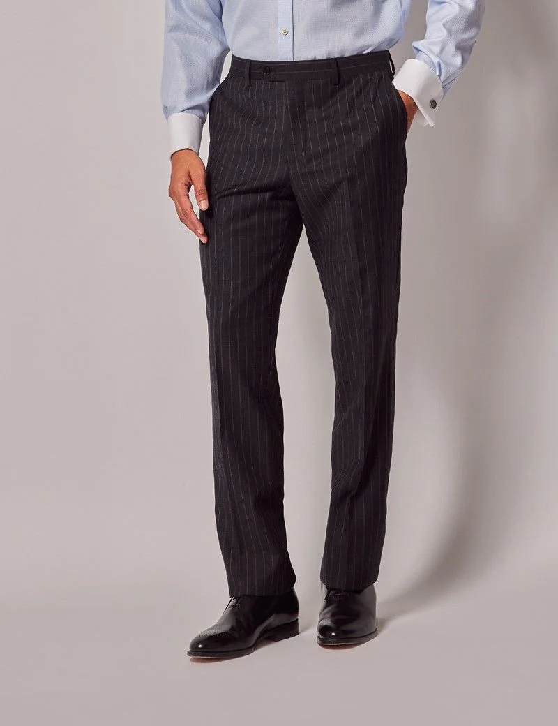 Charcoal Chalk Stripe Slim Hemmed Trousers thumbnail 2
