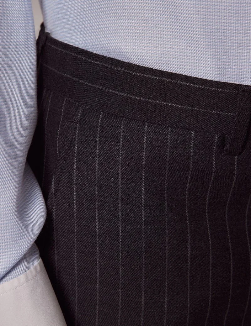 Charcoal Chalk Stripe Slim Hemmed Trousers thumbnail 3
