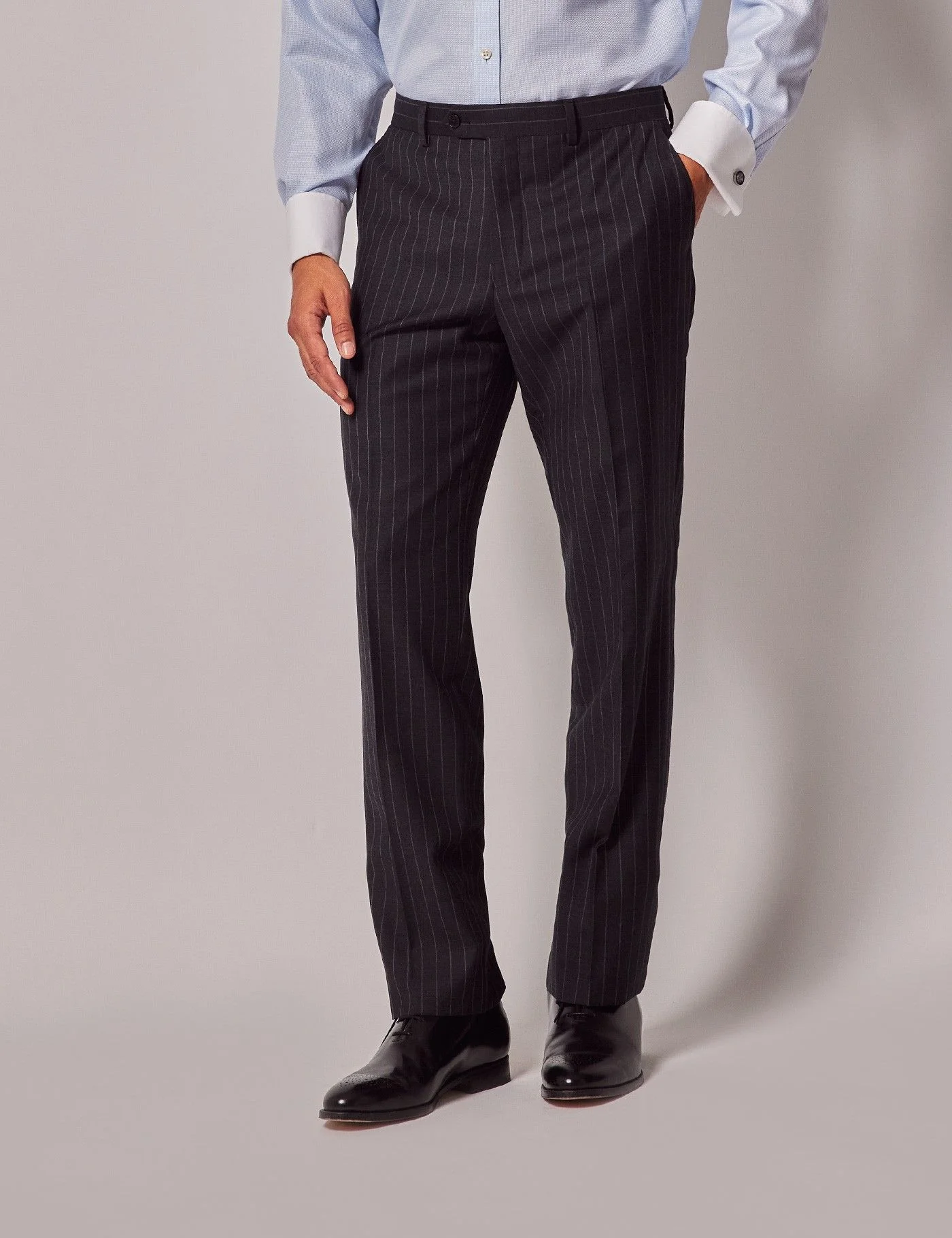 Charcoal Chalk Stripe Slim Hemmed Trousers primary image