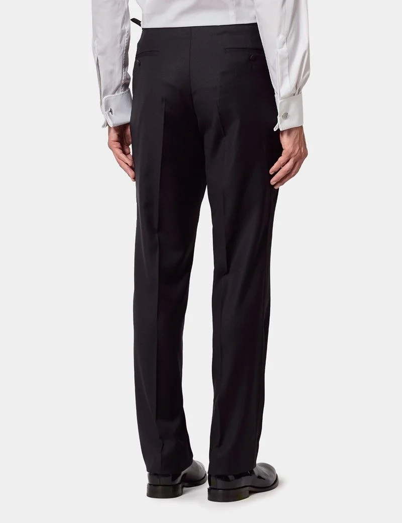 Classic Fit Black Dinner Suit Trousers With Side Adjusters thumbnail 4