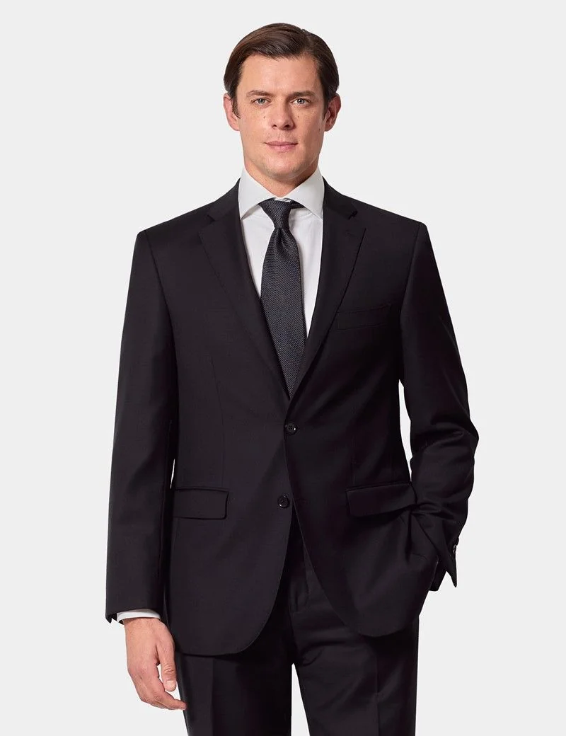 Classic Fit Black Twill Suit Jacket thumbnail 2