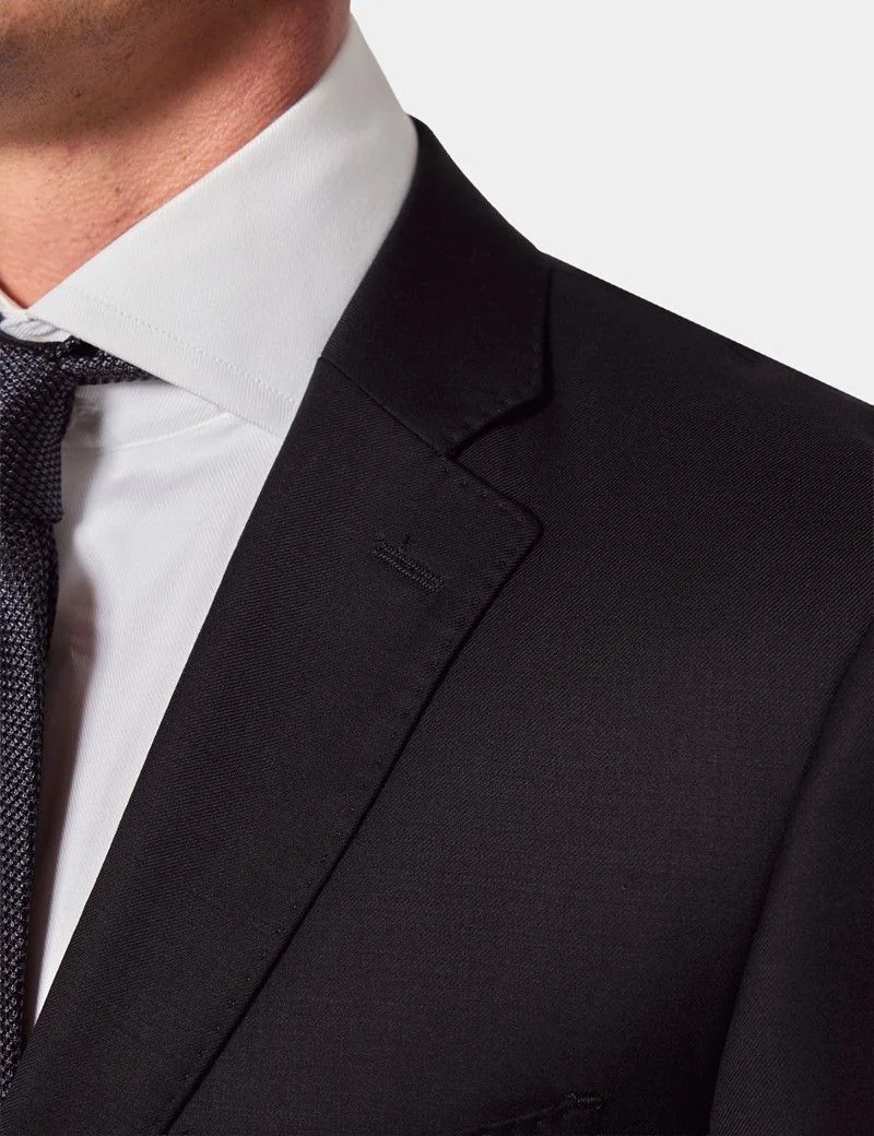 Classic Fit Black Twill Suit Jacket thumbnail 3