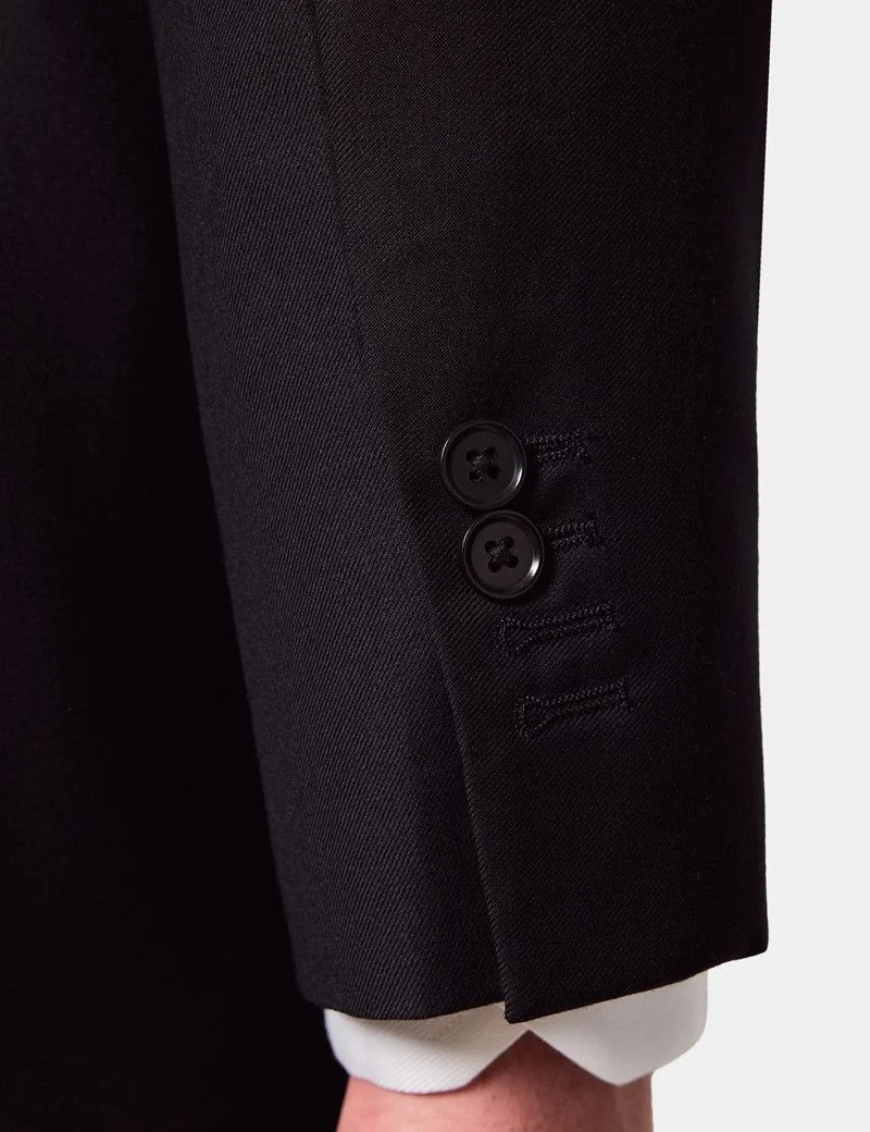 Classic Fit Black Twill Suit Jacket thumbnail 8