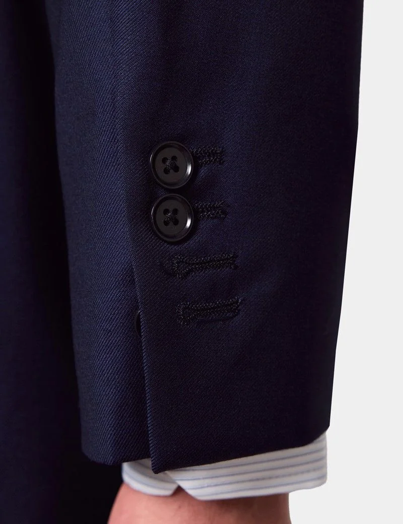 Classic Fit Dark Blue Twill Suit Jacket thumbnail 6