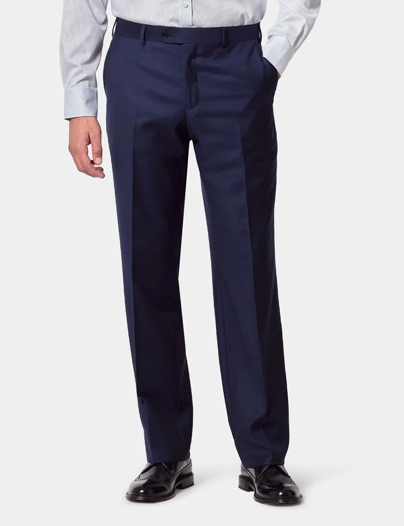Classic Fit Dark Blue Twill Suit Trousers thumbnail 2