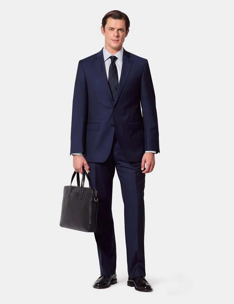 Classic Fit Dark Blue Twill Suit Trousers thumbnail 5