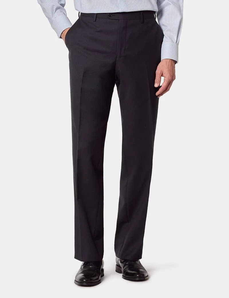 Classic Fit Dark Charcoal Twill Suit Trousers thumbnail 2