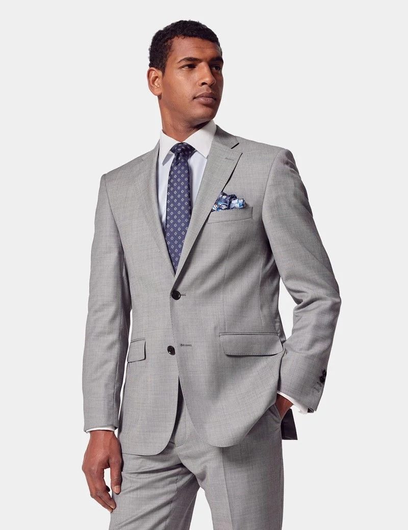 Classic Fit Light Grey Twill Suit Jacket thumbnail 2