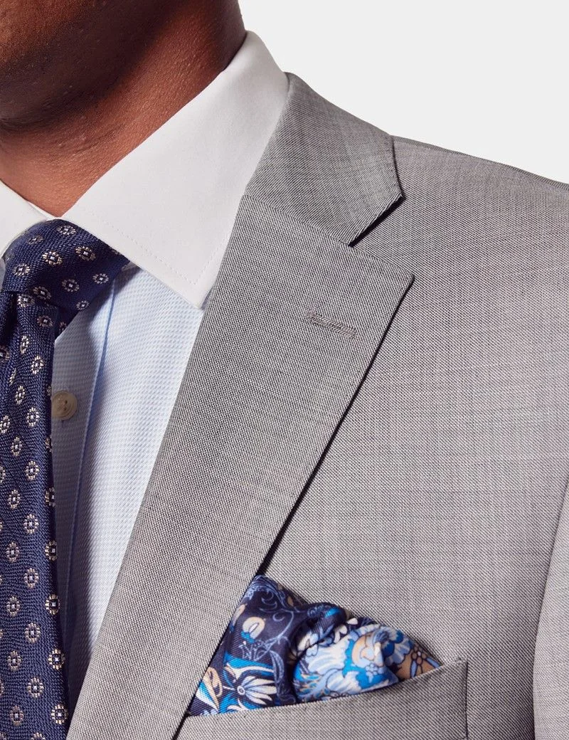 Classic Fit Light Grey Twill Suit Jacket thumbnail 3