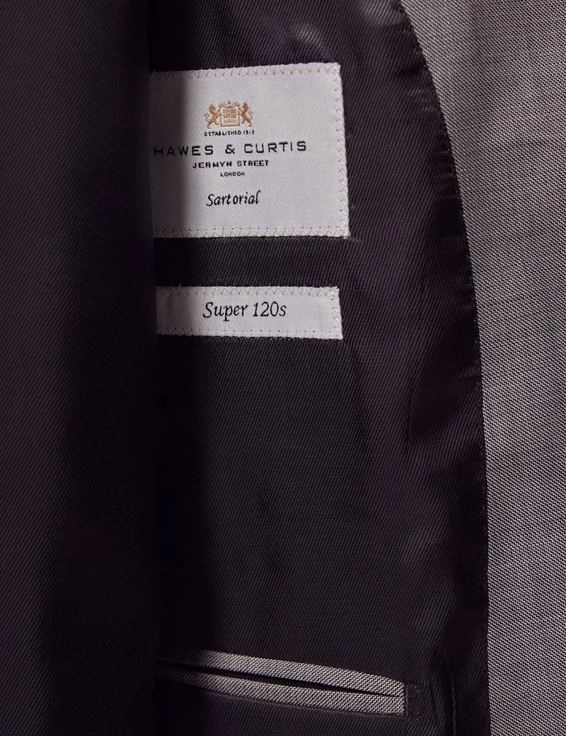 Classic Fit Light Grey Twill Suit Jacket thumbnail 5