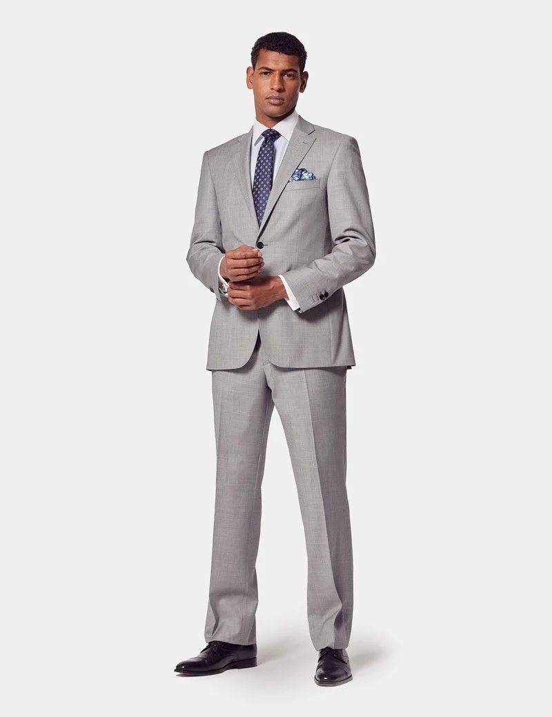 Classic Fit Light Grey Twill Suit thumbnail 3