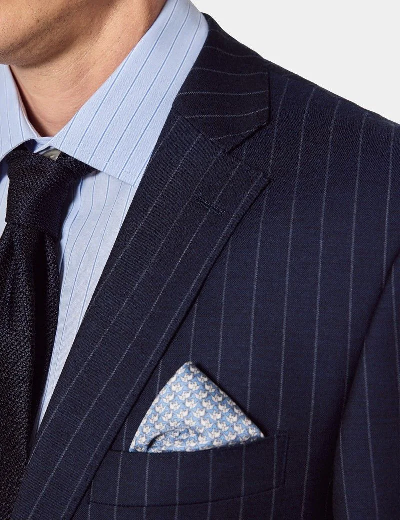 Classic Fit Navy Chalk Stripe Suit Jacket thumbnail 3