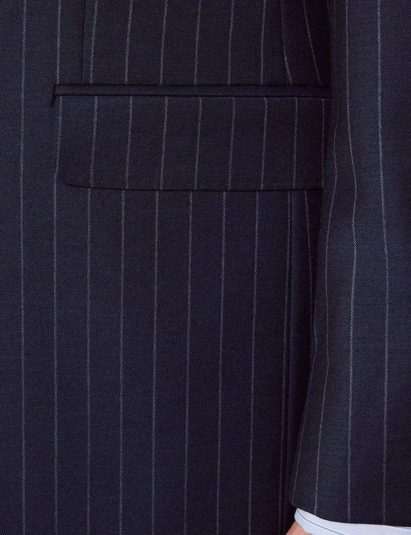 Classic Fit Navy Chalk Stripe Suit Jacket thumbnail 4