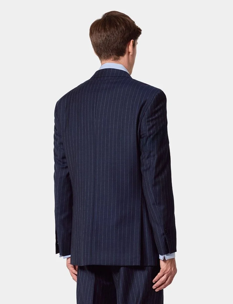 Classic Fit Navy Chalk Stripe Suit Jacket thumbnail 6