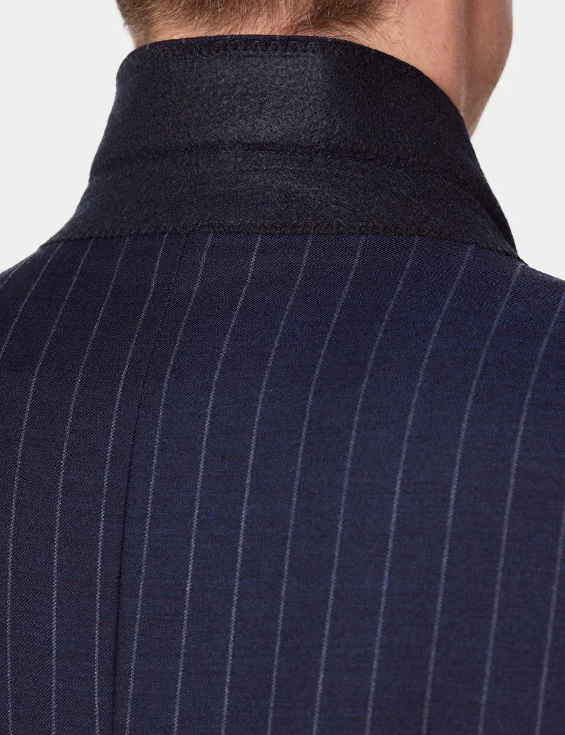 Classic Fit Navy Chalk Stripe Suit Jacket thumbnail 7