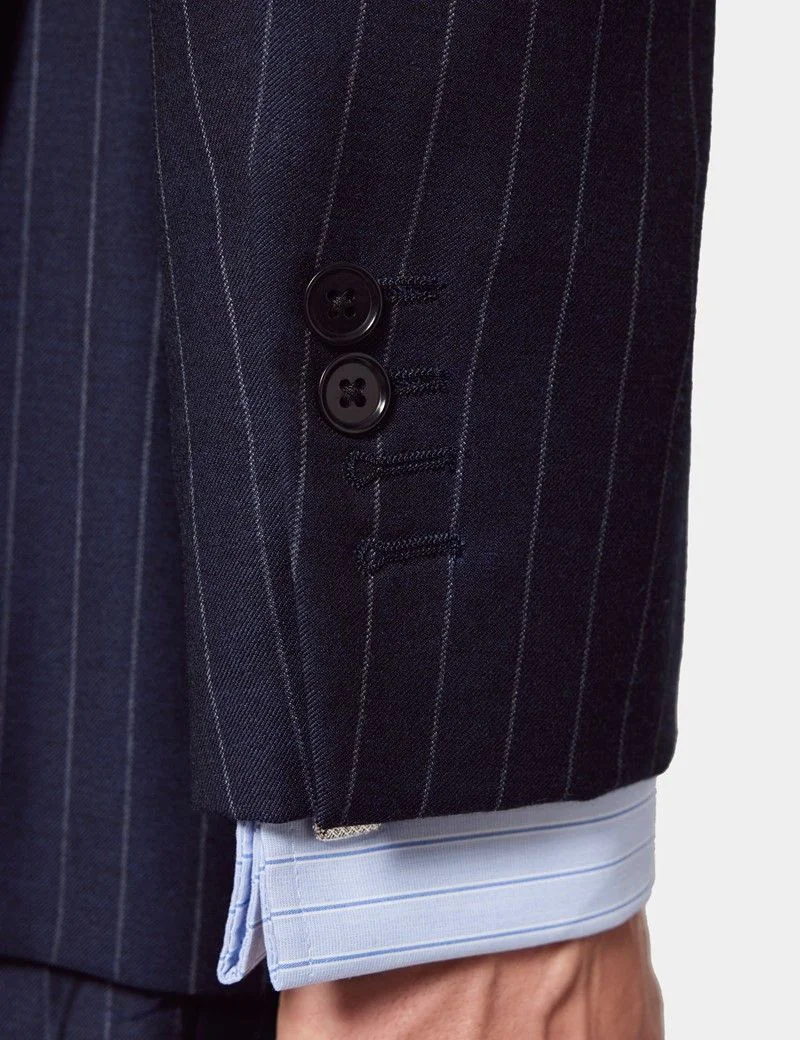 Classic Fit Navy Chalk Stripe Suit Jacket thumbnail 8