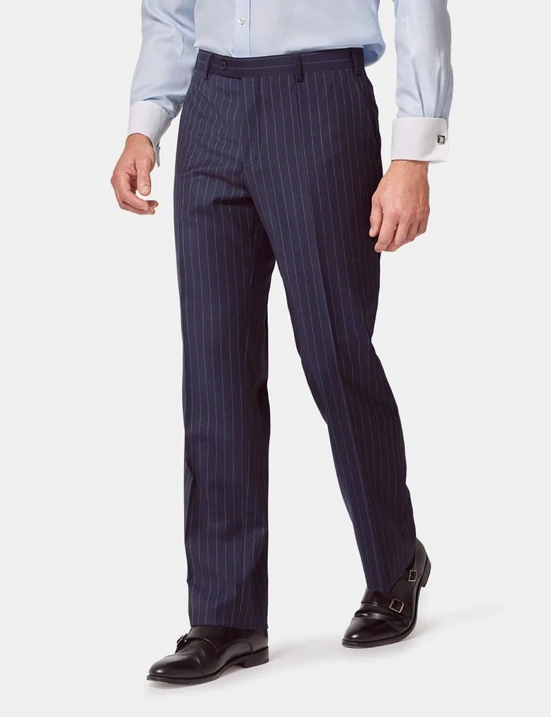Classic Fit Navy Chalk Stripe Suit Trousers thumbnail 2