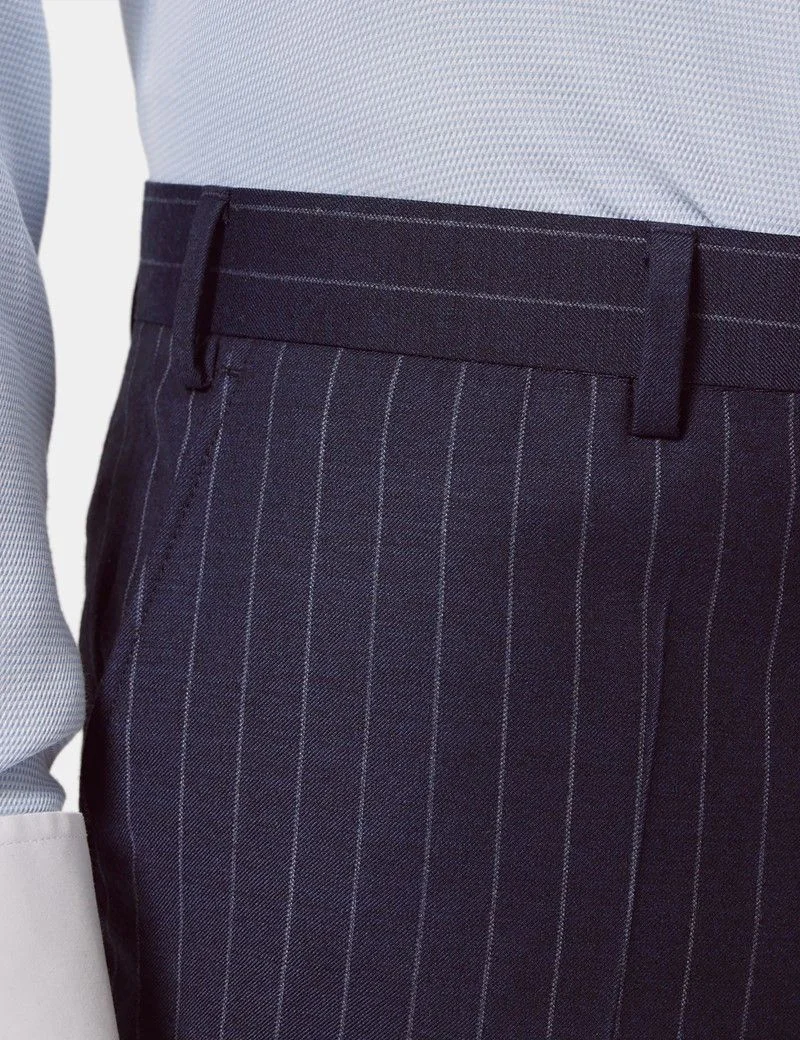 Classic Fit Navy Chalk Stripe Suit Trousers thumbnail 3