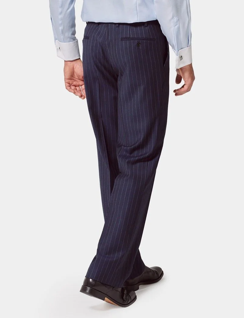 Classic Fit Navy Chalk Stripe Suit Trousers thumbnail 4