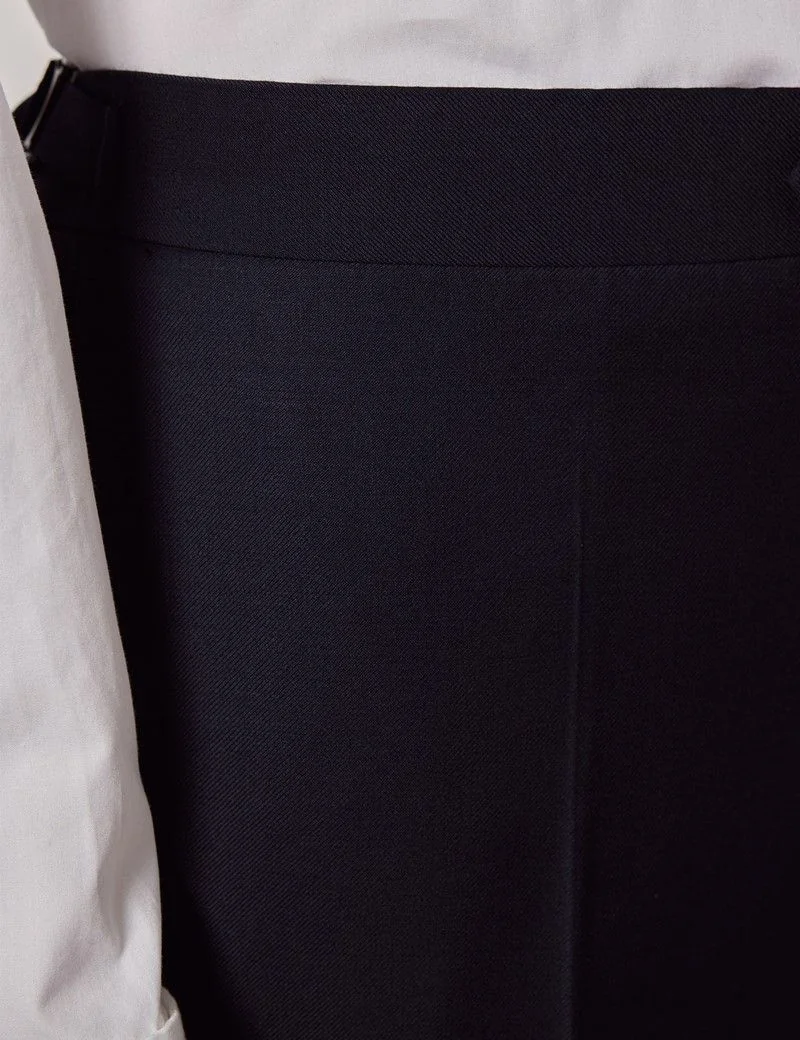 Classic Fit Navy Dinner Suit Trousers With Side Adjusters thumbnail 3