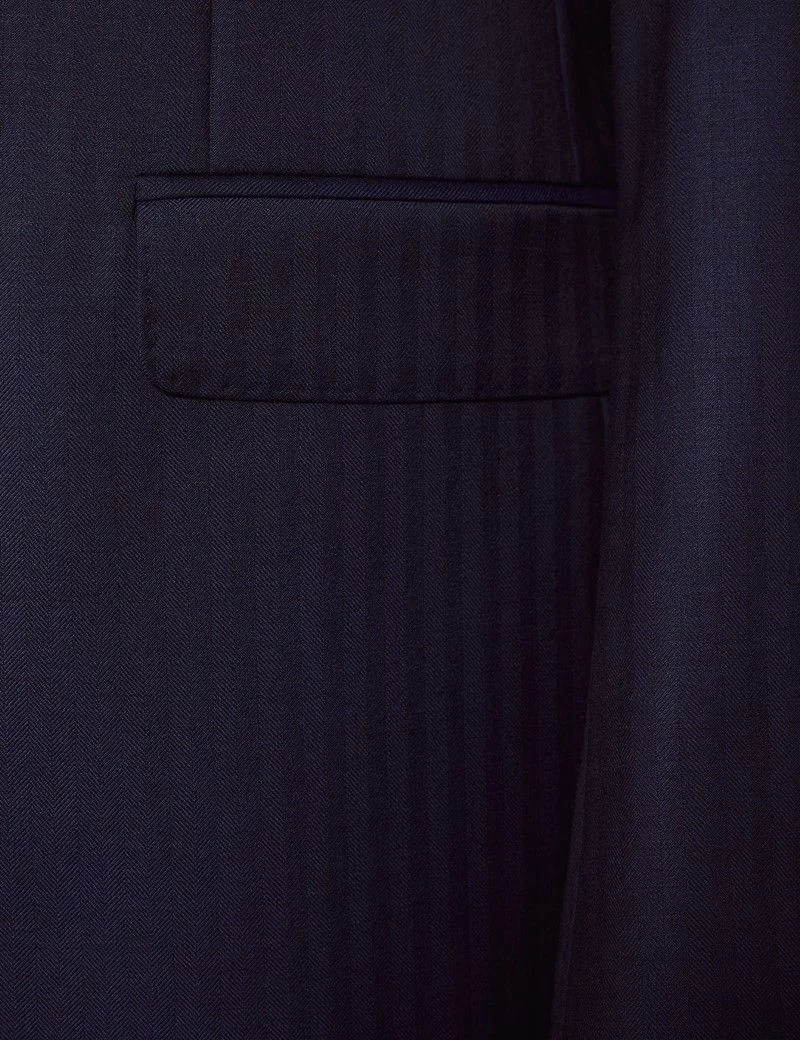Classic Fit Navy Herringbone Suit Jacket thumbnail 2