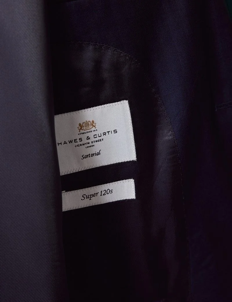 Classic Fit Navy Herringbone Suit Jacket thumbnail 3