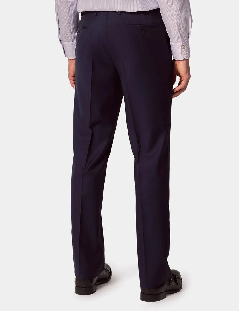Classic Fit Navy Herringbone Suit Trousers thumbnail 4