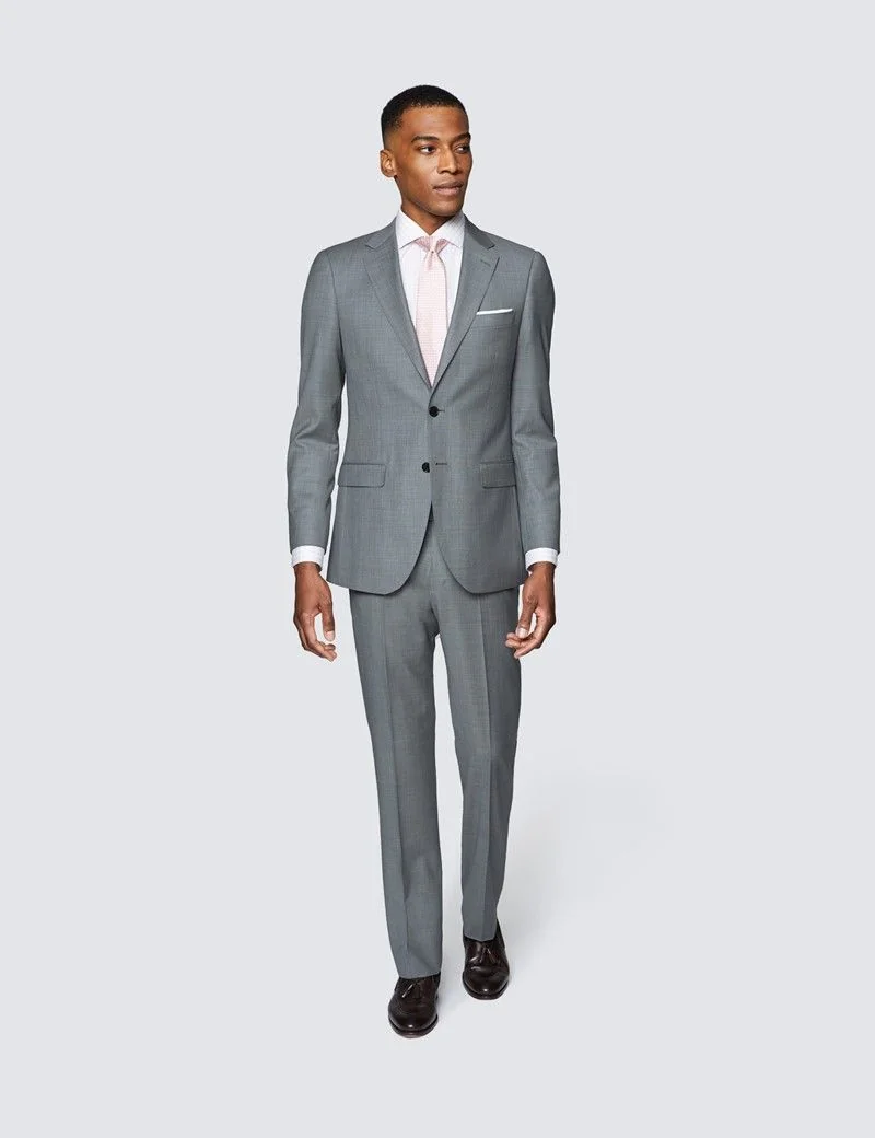 Men's Grey Twill Slim Fit Suit Jacket thumbnail 3