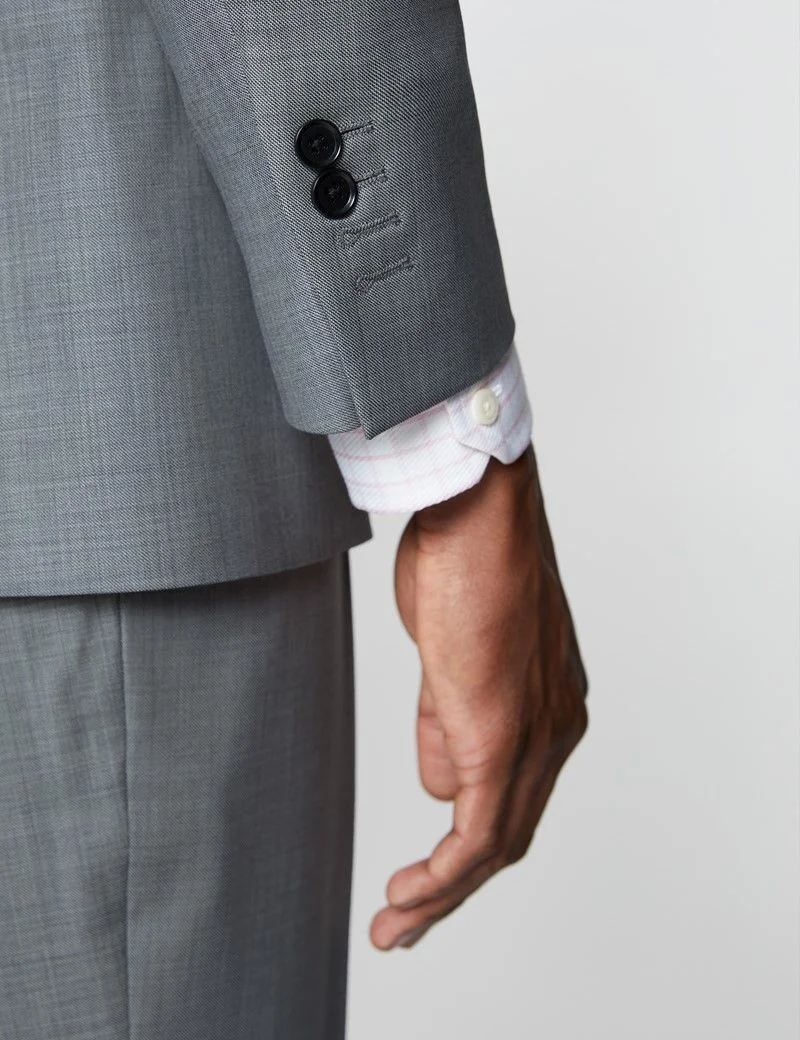 Men's Grey Twill Slim Fit Suit Jacket thumbnail 5