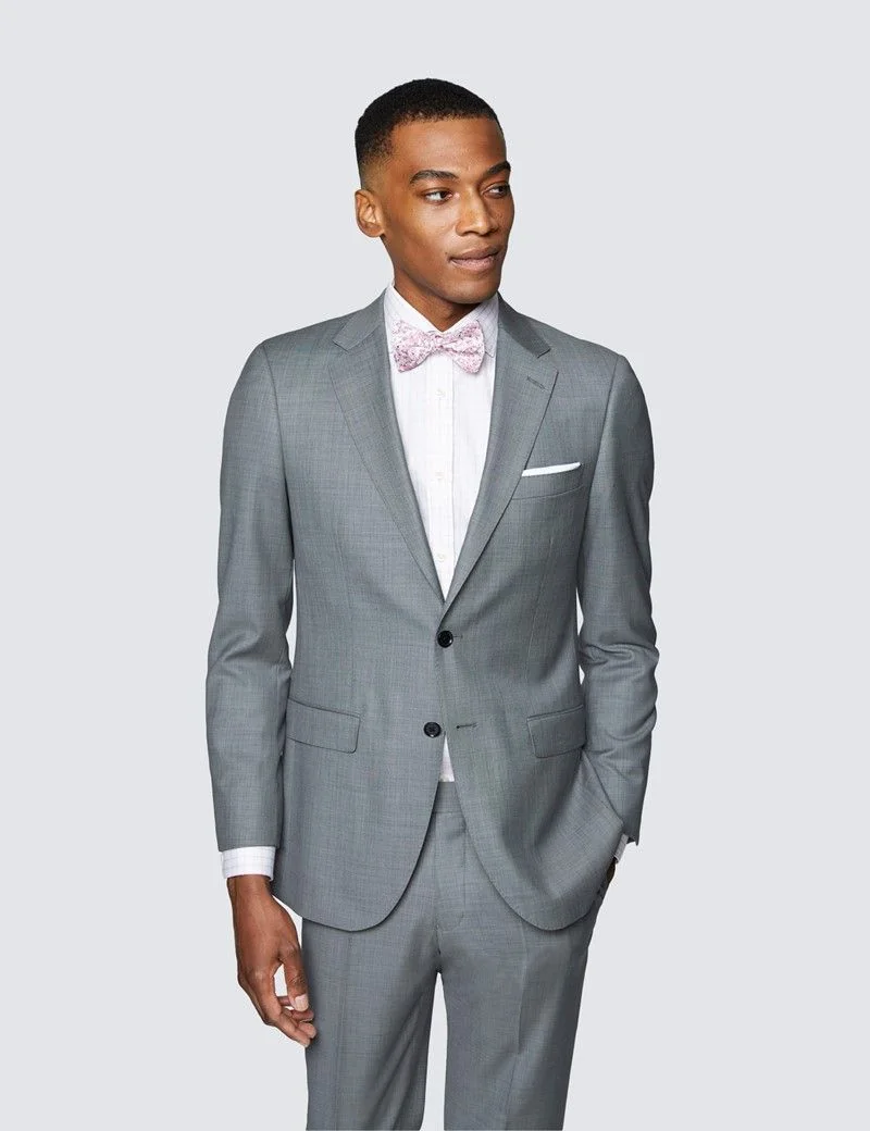 Men's Grey Twill Slim Fit Suit Jacket thumbnail 6
