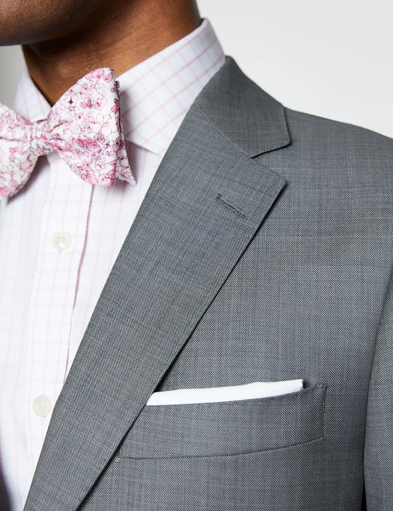 Men's Grey Twill Slim Fit Suit Jacket thumbnail 7