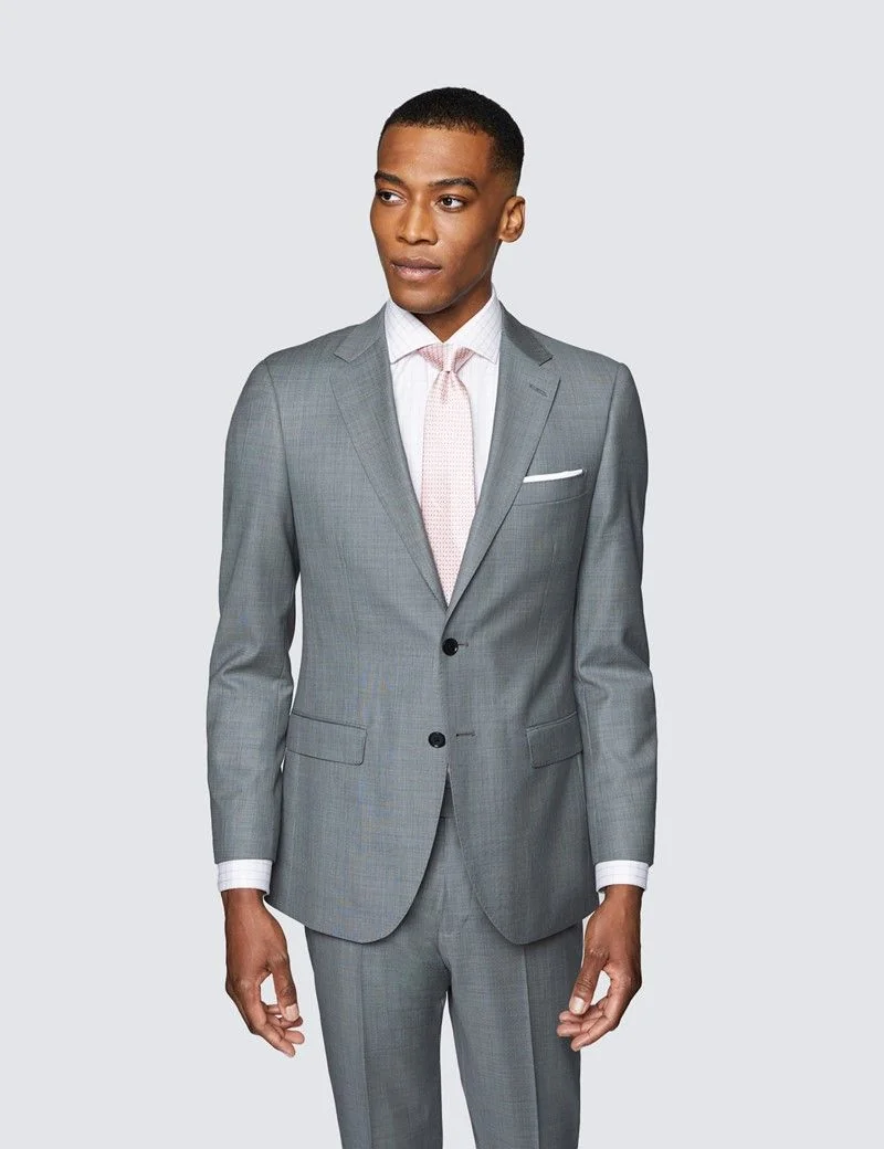 Men's Grey Twill Slim Fit Suit Jacket thumbnail 9