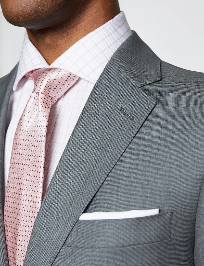 Men's Grey Twill Slim Fit Suit Jacket thumbnail 10