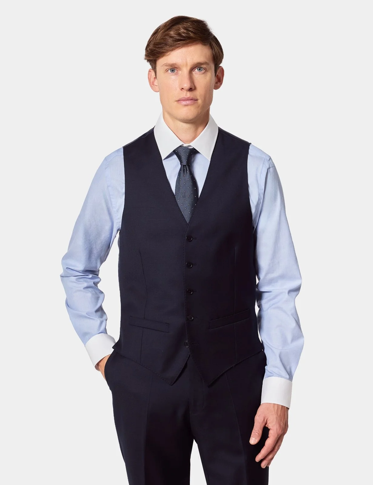 Slim Fit Navy Twill Waistcoat