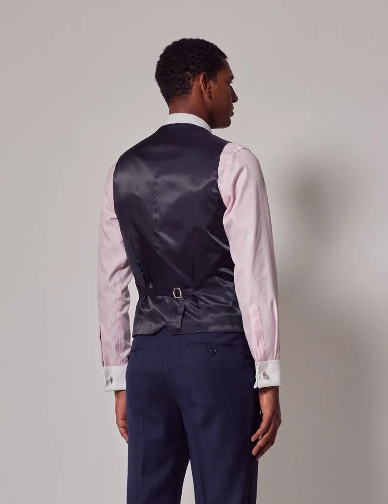 Navy & Red Prince of Wales Check Waistcoat thumbnail 5