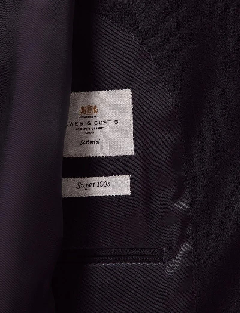 Navy Self Stripe Slim Suit Jacket thumbnail 6