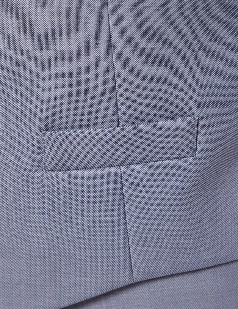 Pale Blue Sharkskin Tailored Italian Waistcoat - 1913 Collection thumbnail 4
