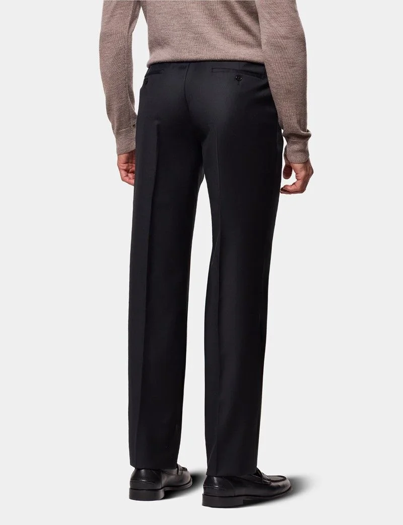 Regular Fit Black Twill Pleated Trousers thumbnail 5