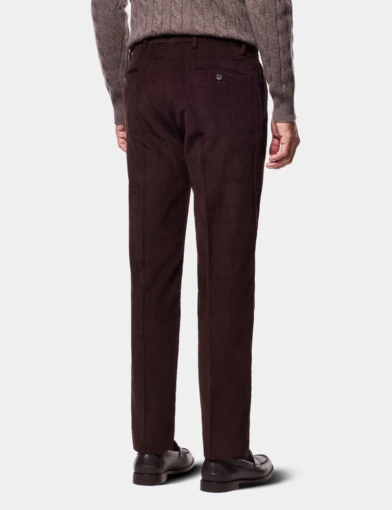 Regular Fit Dark Chocolate Corduroy Trousers thumbnail 4
